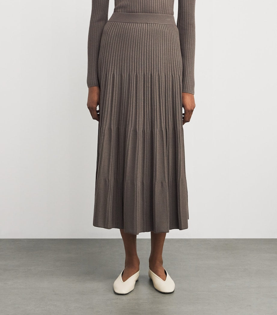 Brown Wool Ribbed Skirt