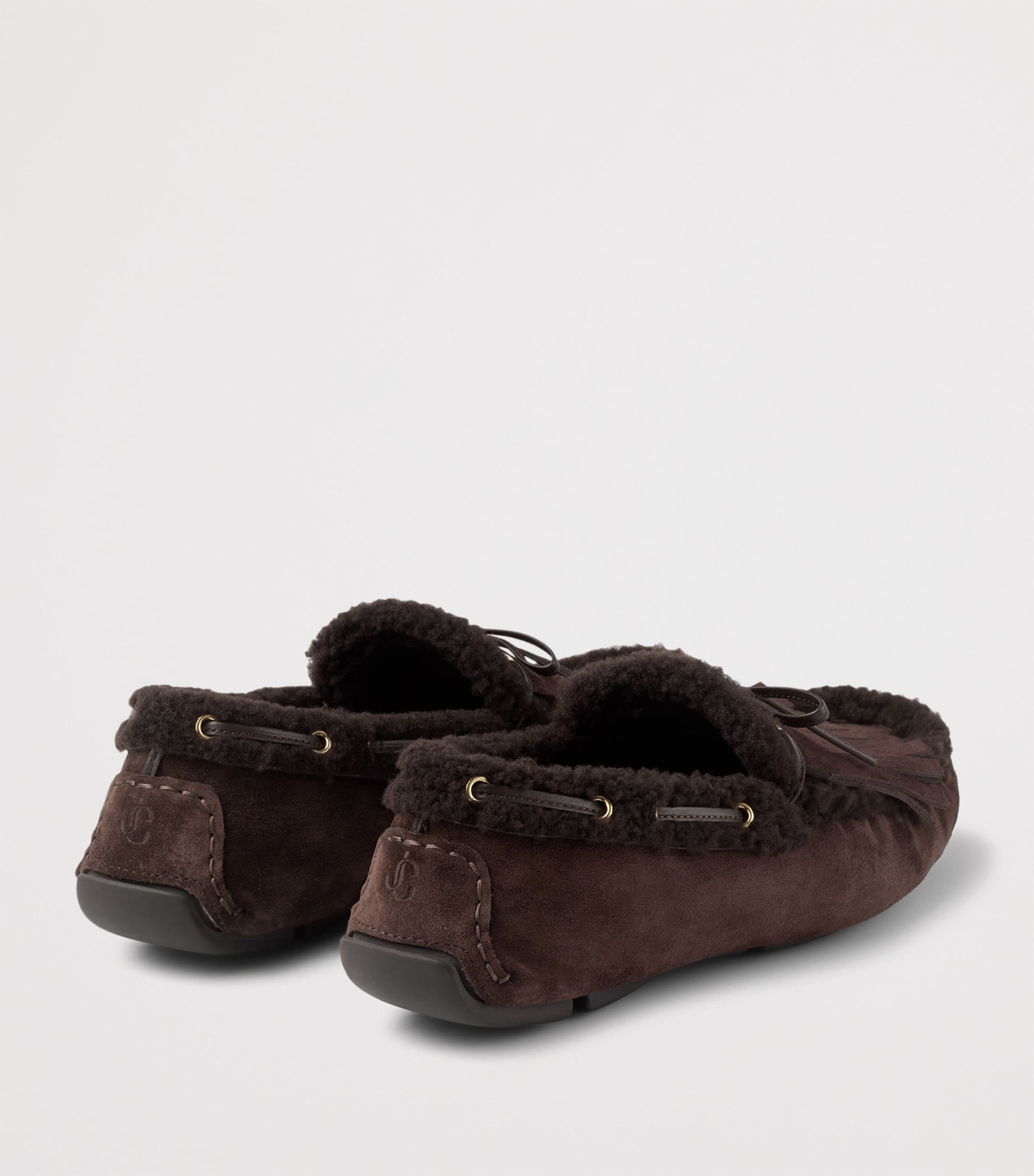 Jimmy Choo Brown Manon Suede Shearling-Lined Loafers