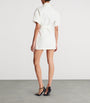 White Cotton Belted Mini Dress