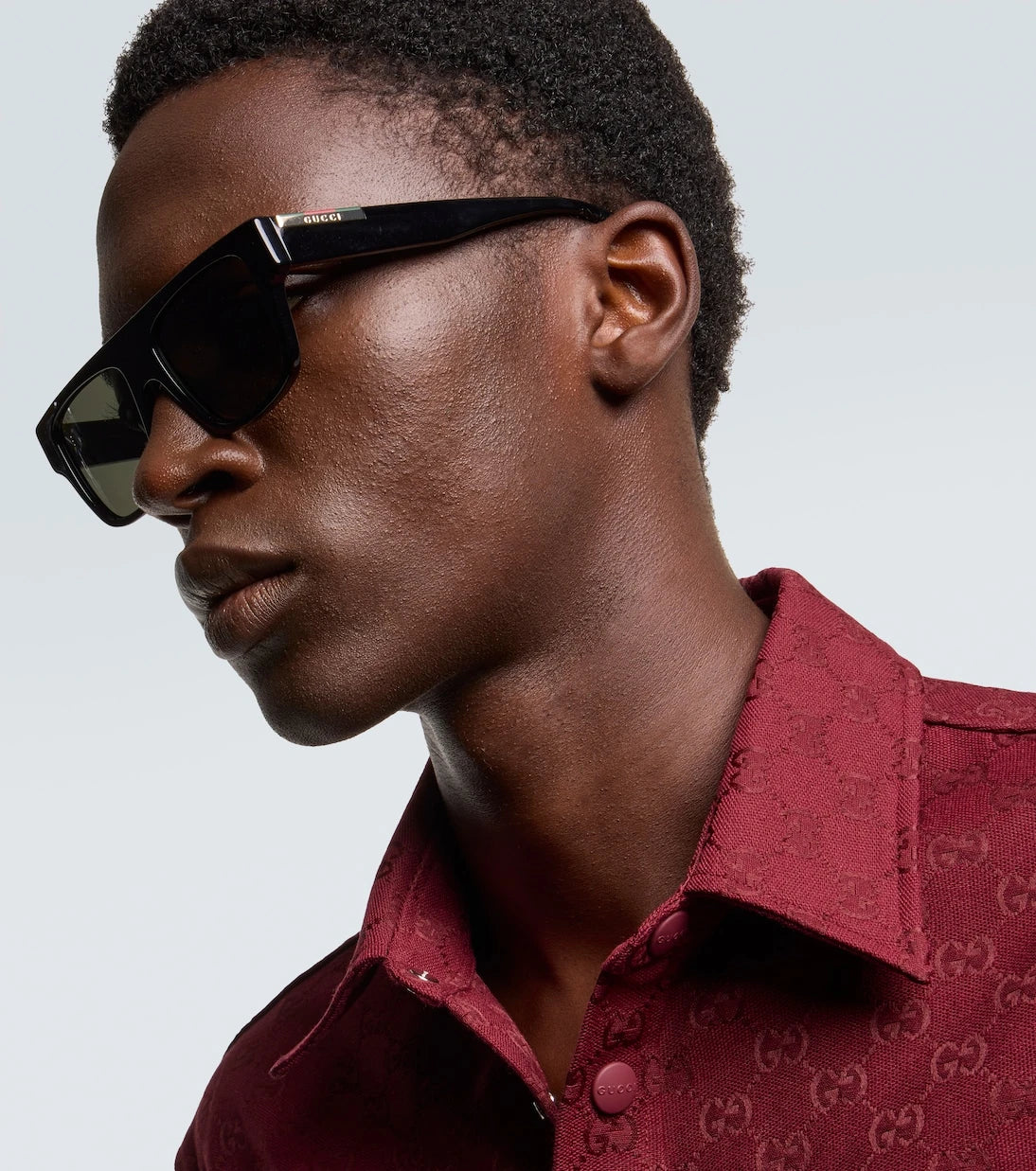 Gucci - Web Stripe flat-top sunglasses