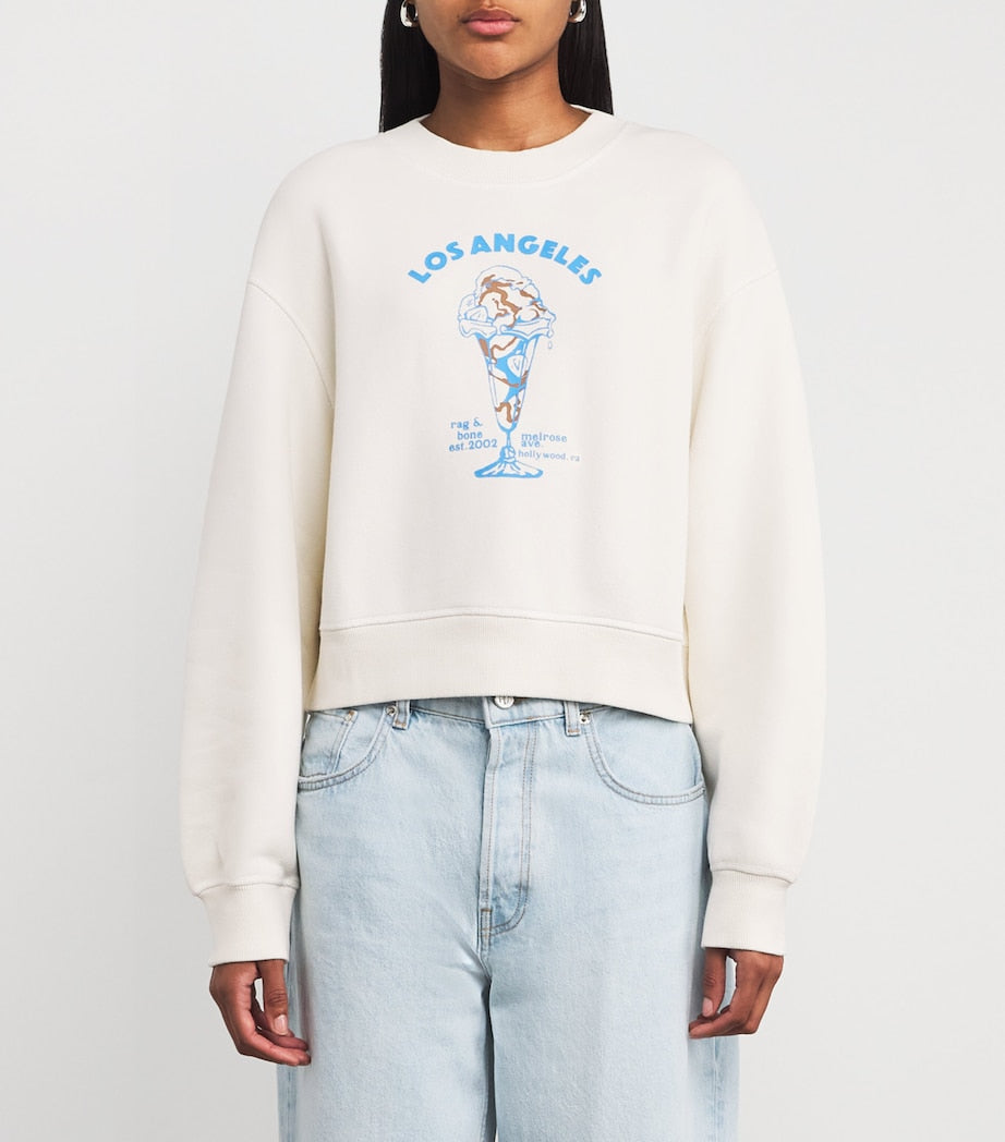 Rag & Bone White Cotton-Blend Printed Sweatshirt