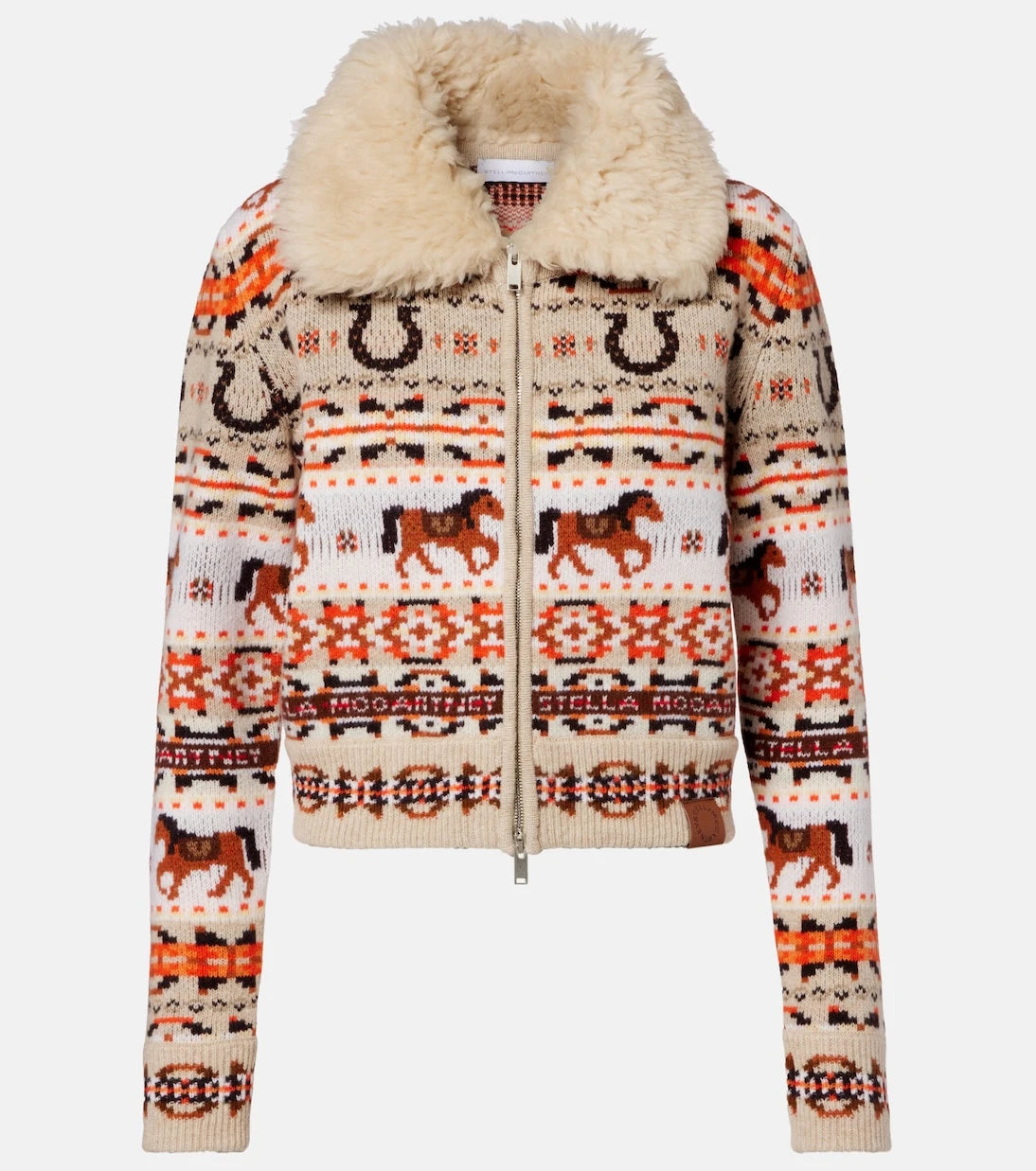 Stella McCartney - Intarsia virgin wool zip-up cardigan