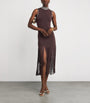Embellished Fringe Midi Dress BROWN