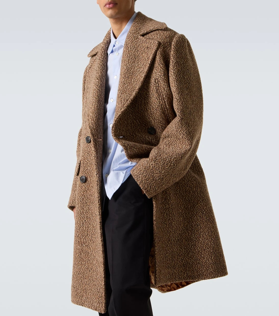 Dries Van Noten - Kruvaze yün karışımı palto