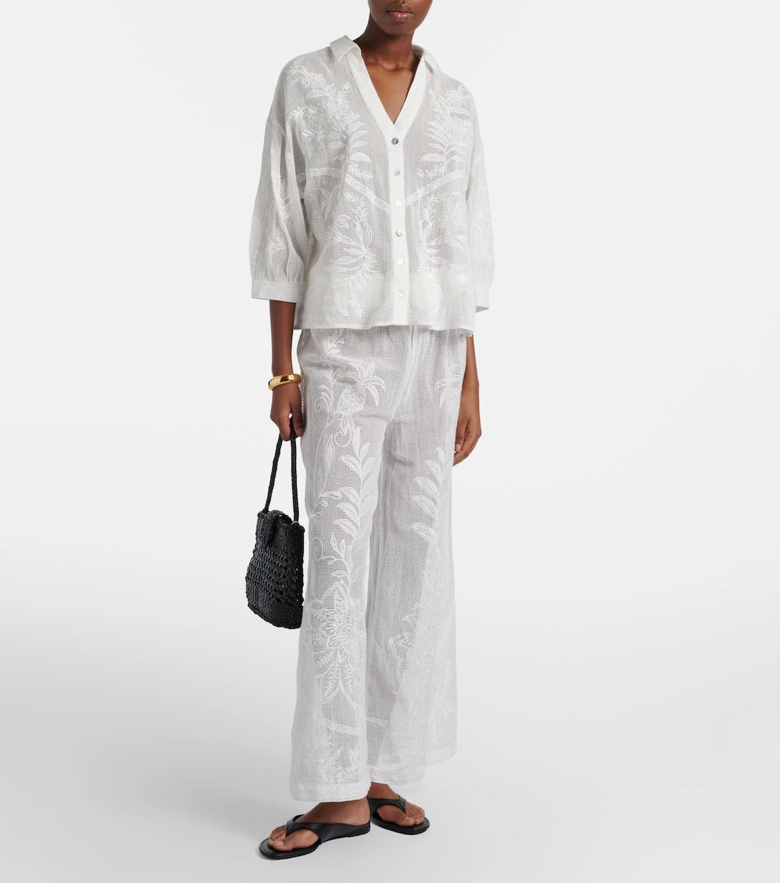 Farm Rio - Nina embroidered cotton pants