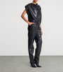 Balmain Black Faux Leather Draped Top