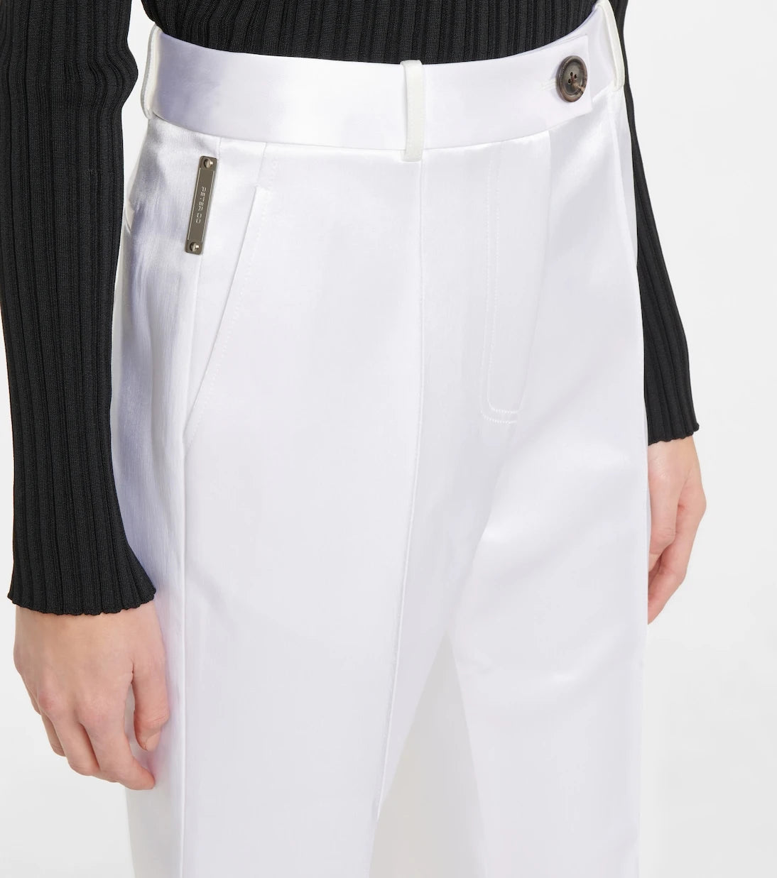 Peter Do - Lace-trimmed satin straight pants
