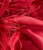Gilda & Pearl Red Silk-Ostrich Feather Long Robe