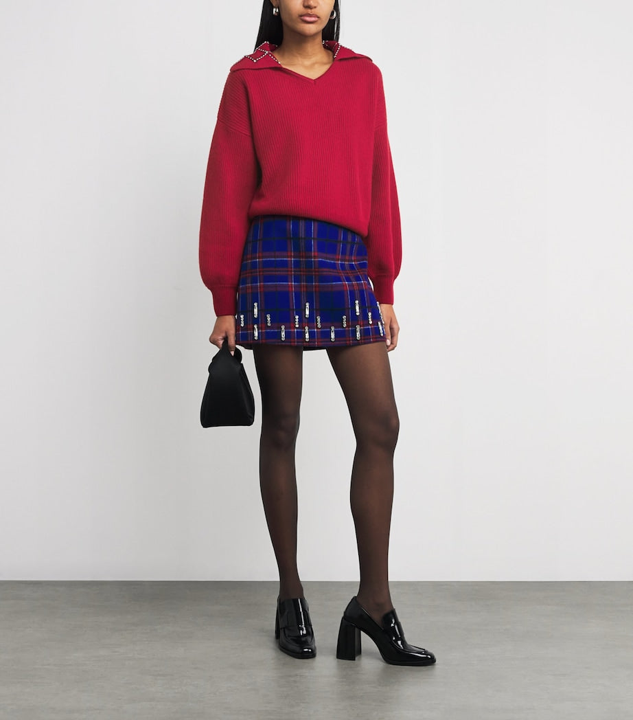 MAX&Co. Red Wool-Blend Embellished Sweater