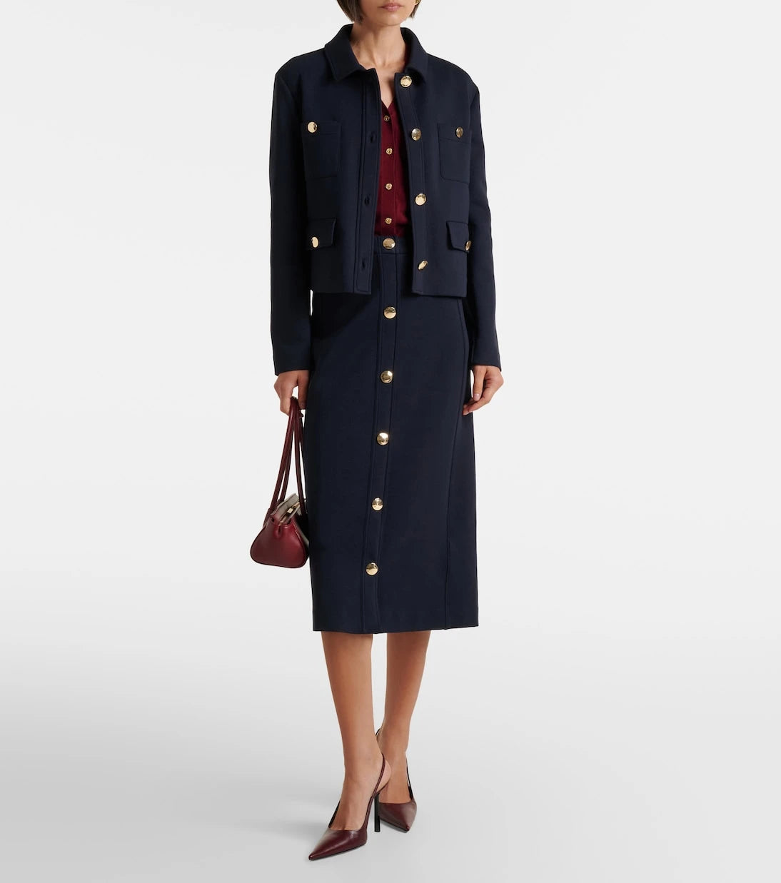 'S Max Mara - Cotton-blend midi skirt