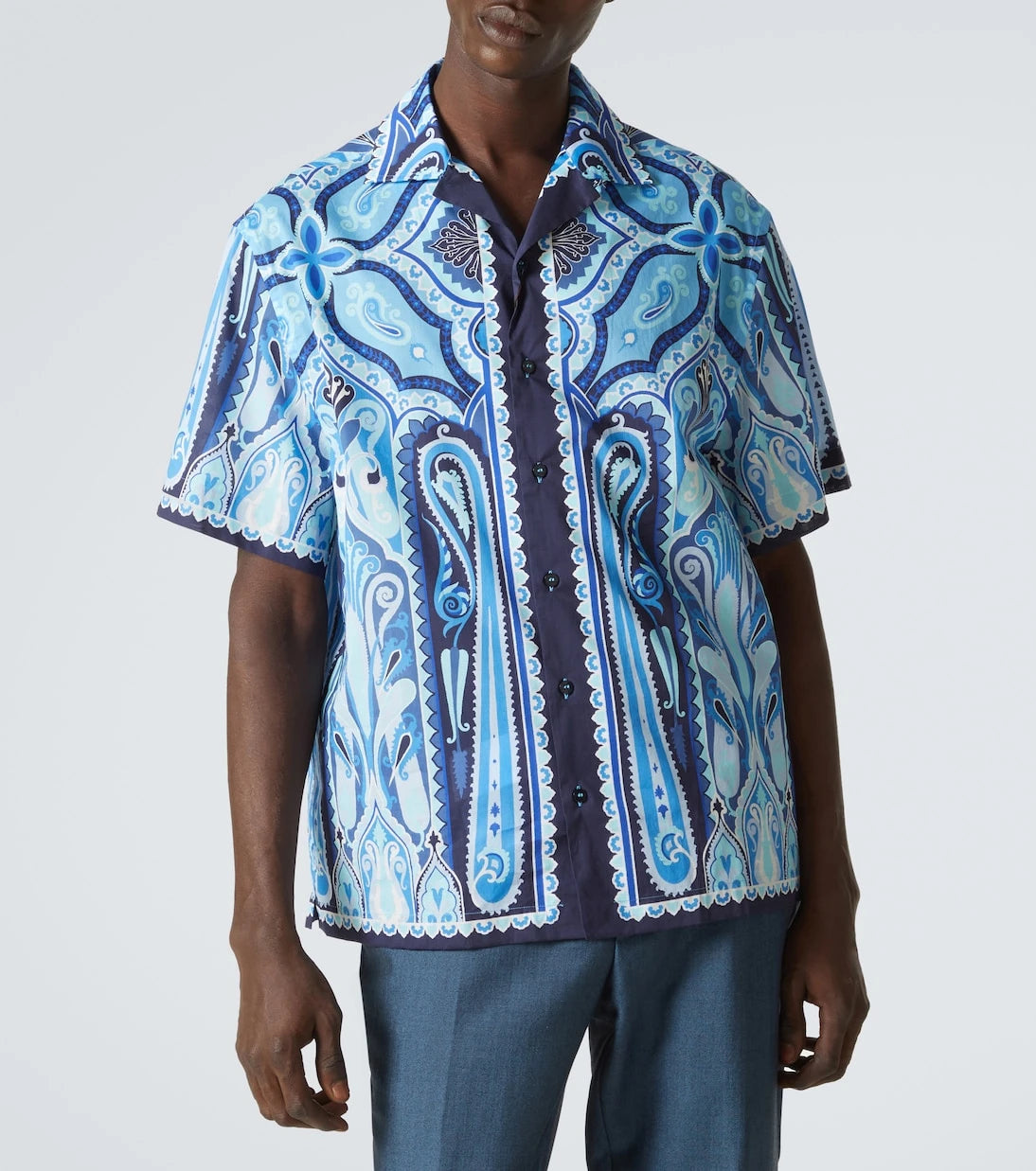 Etro - Printed cotton bowling shirt