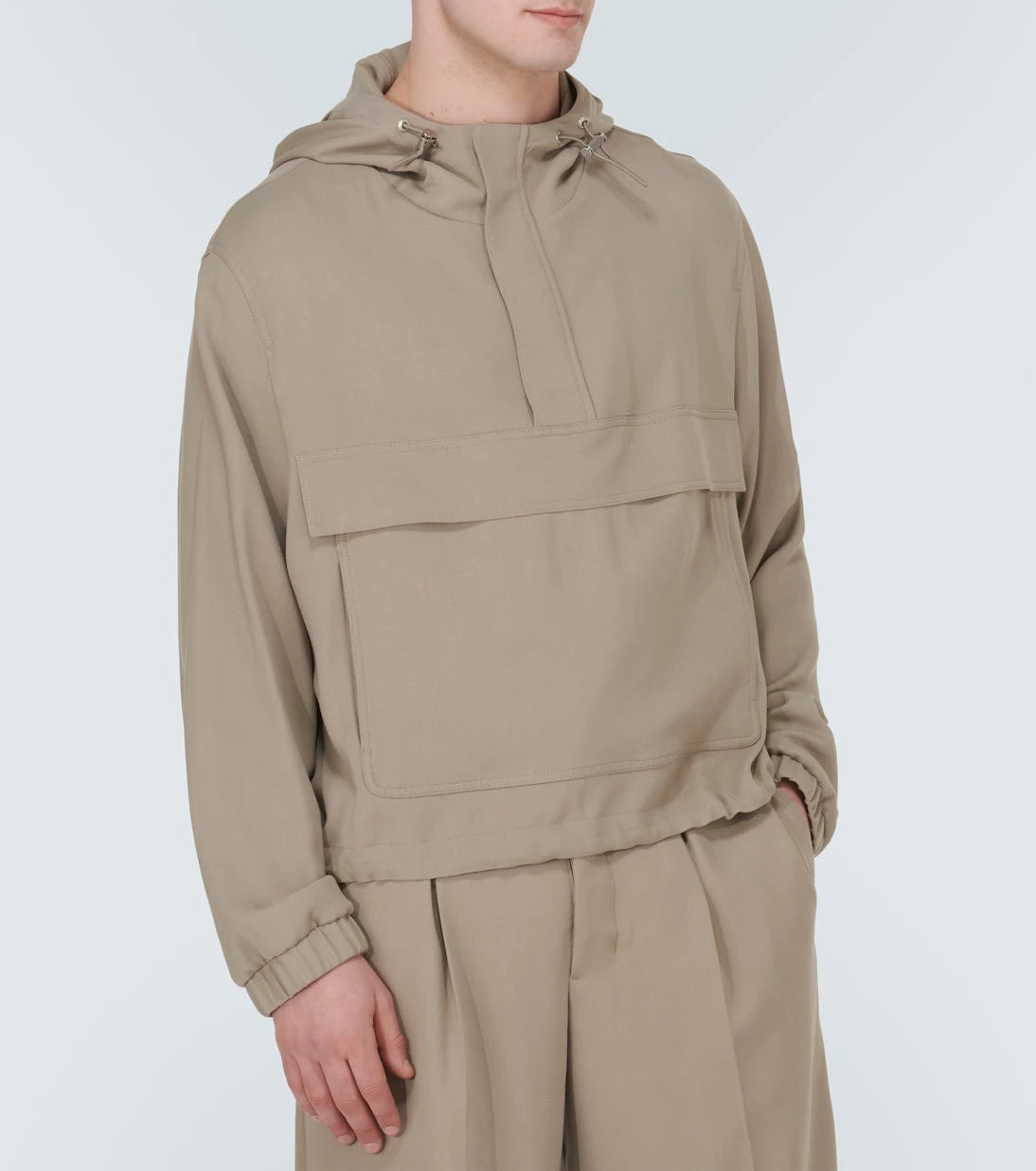 Ami Paris - Hooded half-zip twill jacket