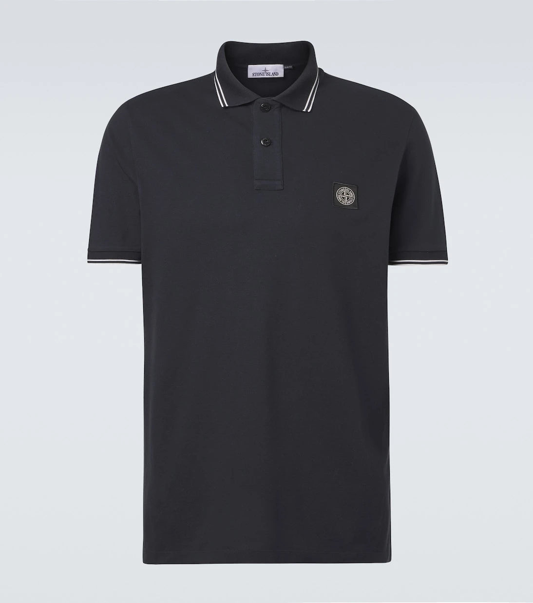 Stone Island - قميص بولو من نسيج البيكيه القطني المخلوط عليه شعار البوصلة