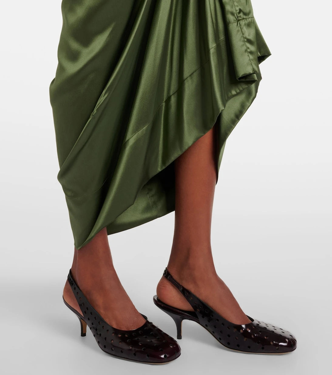 Dries Van Noten - 65 perforated leather slingback pumps