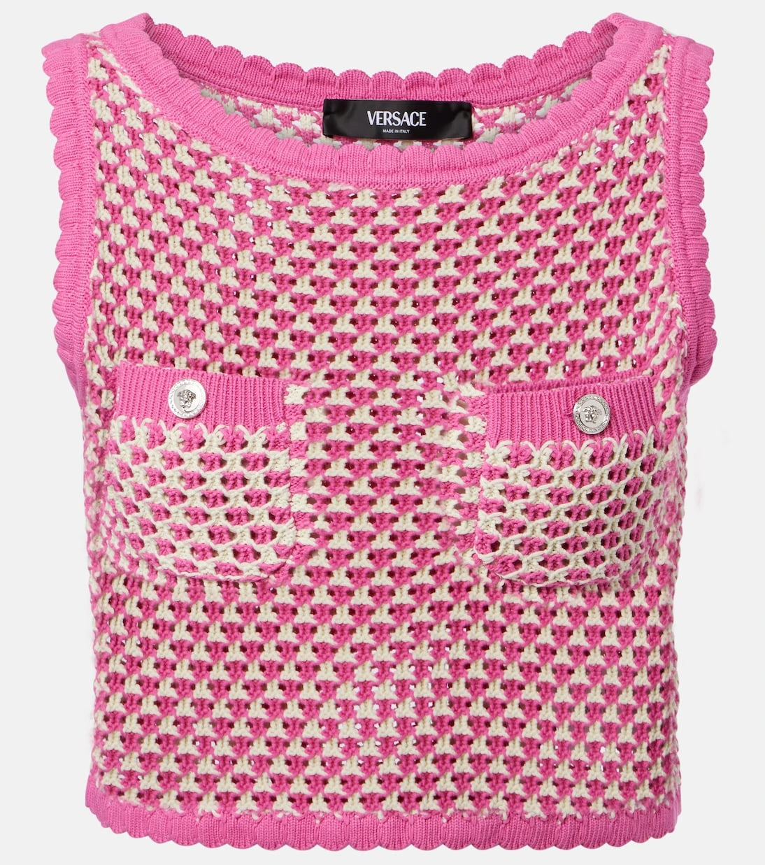 Versace - Crochet cotton-blend crop top