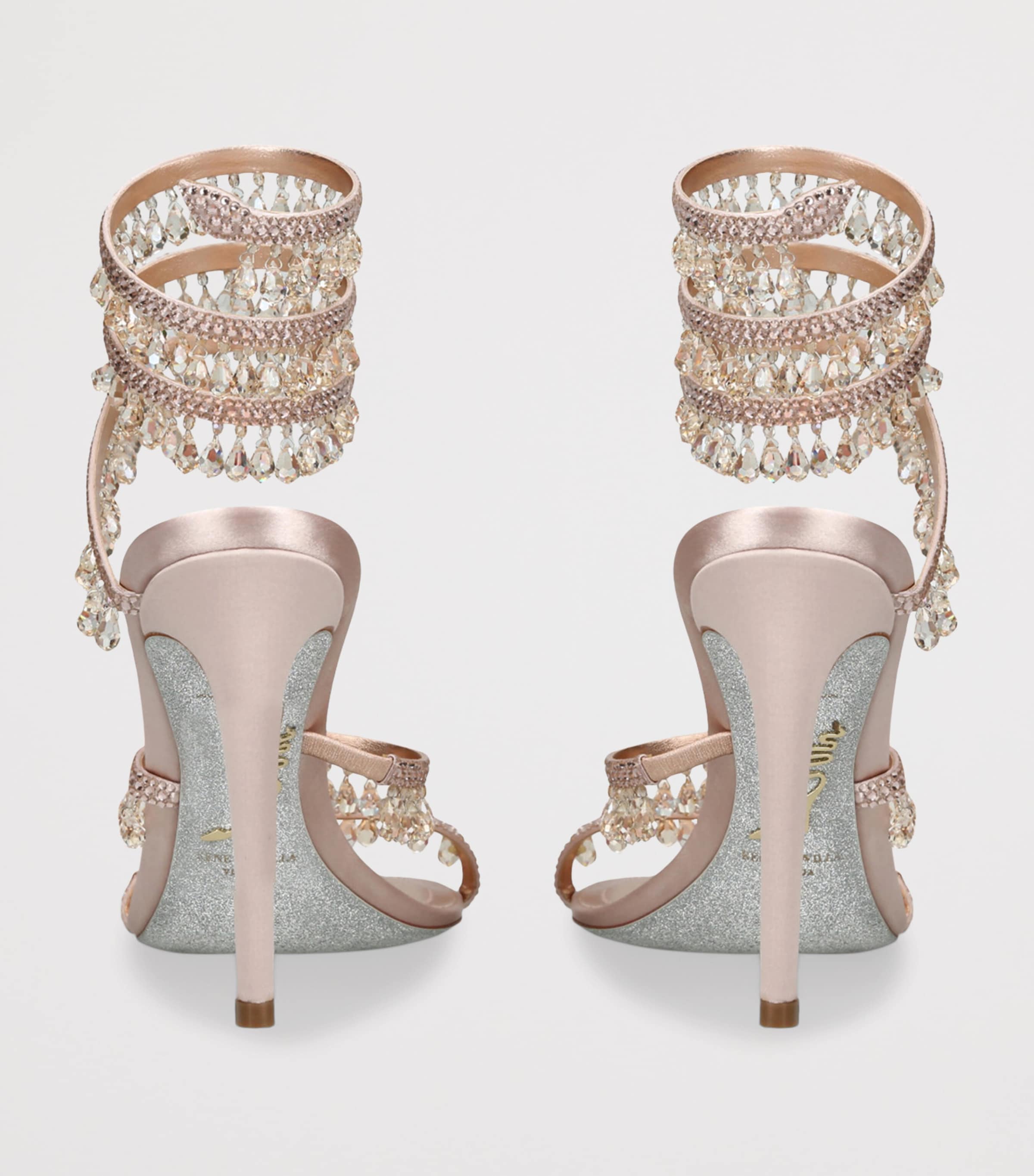 René Caovilla Pink Satin Chandelier Sandals 105