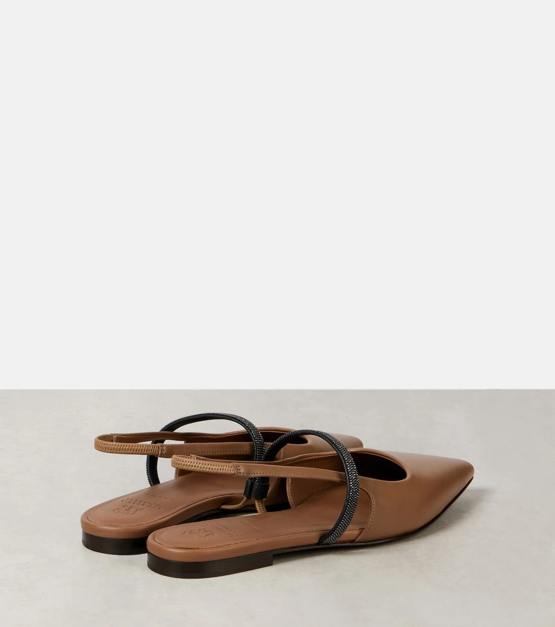 Brunello Cucinelli - Pointy leather slingback flats