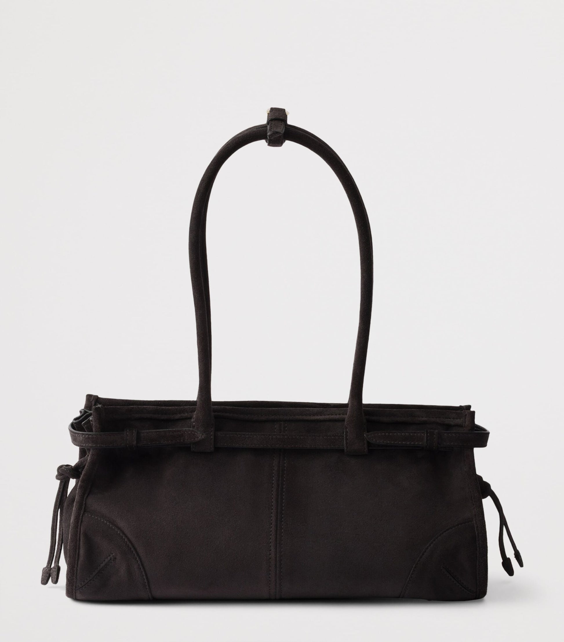 Prada Grey Medium Suede Bonnie Shoulder Bag