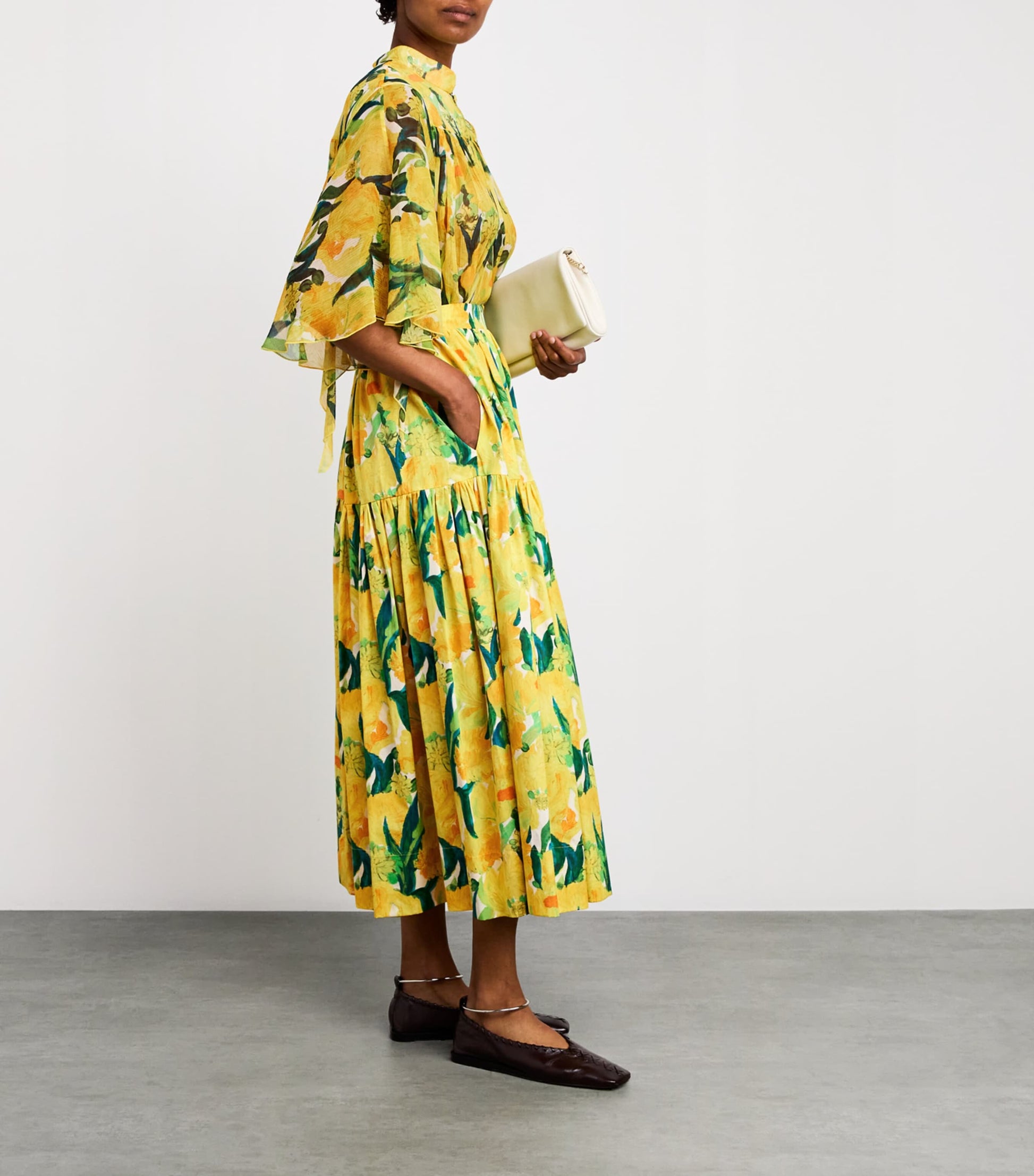 La Doublej Multi Floral Pleated Oscar Maxi Skirt