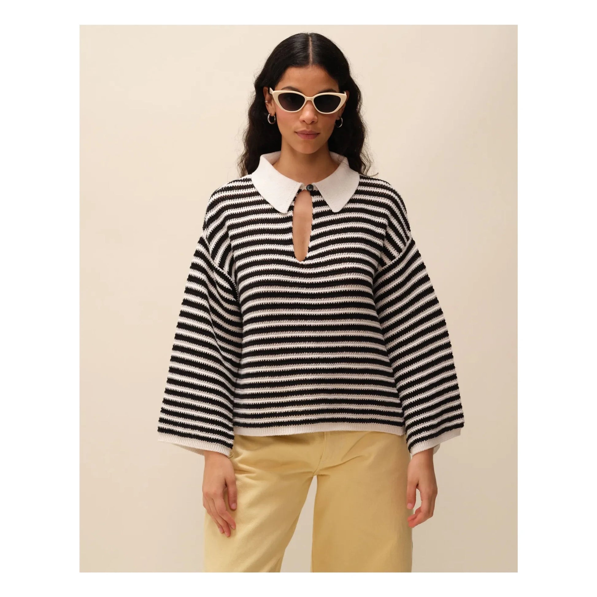 Nitah - George Stripes Sweater | Black