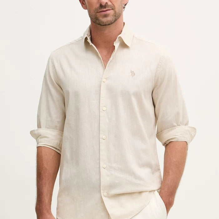 U.S. Polo Assn. Erkek Safari Gömlek LINEN BLEND LS