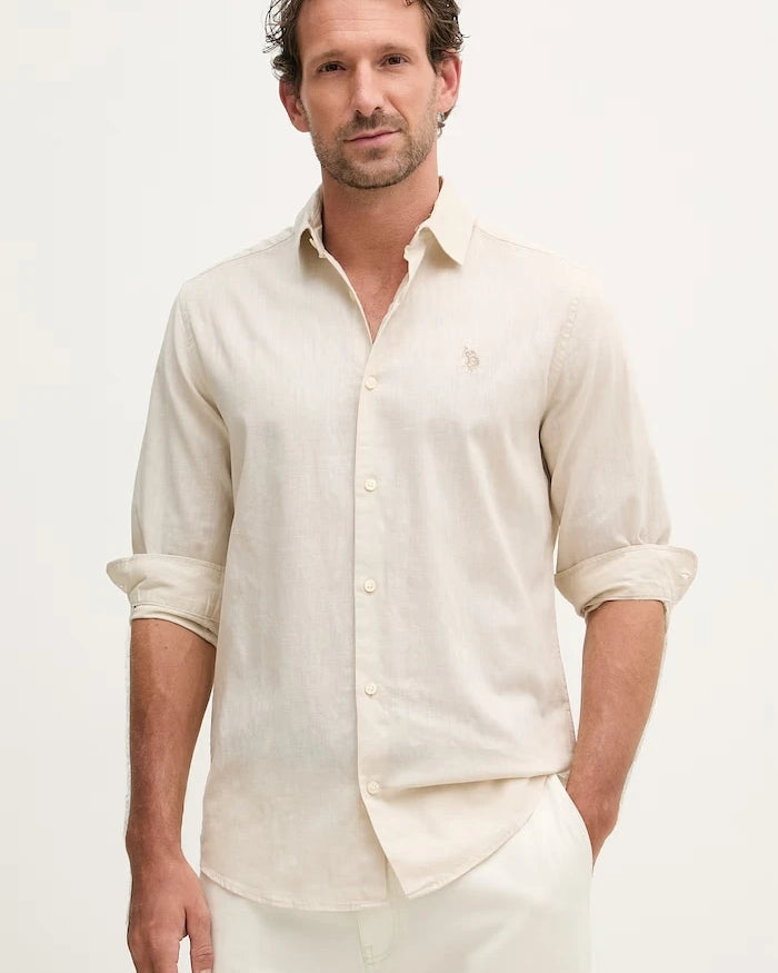 U.S. Polo Assn. Erkek Safari Gömlek LINEN BLEND LS