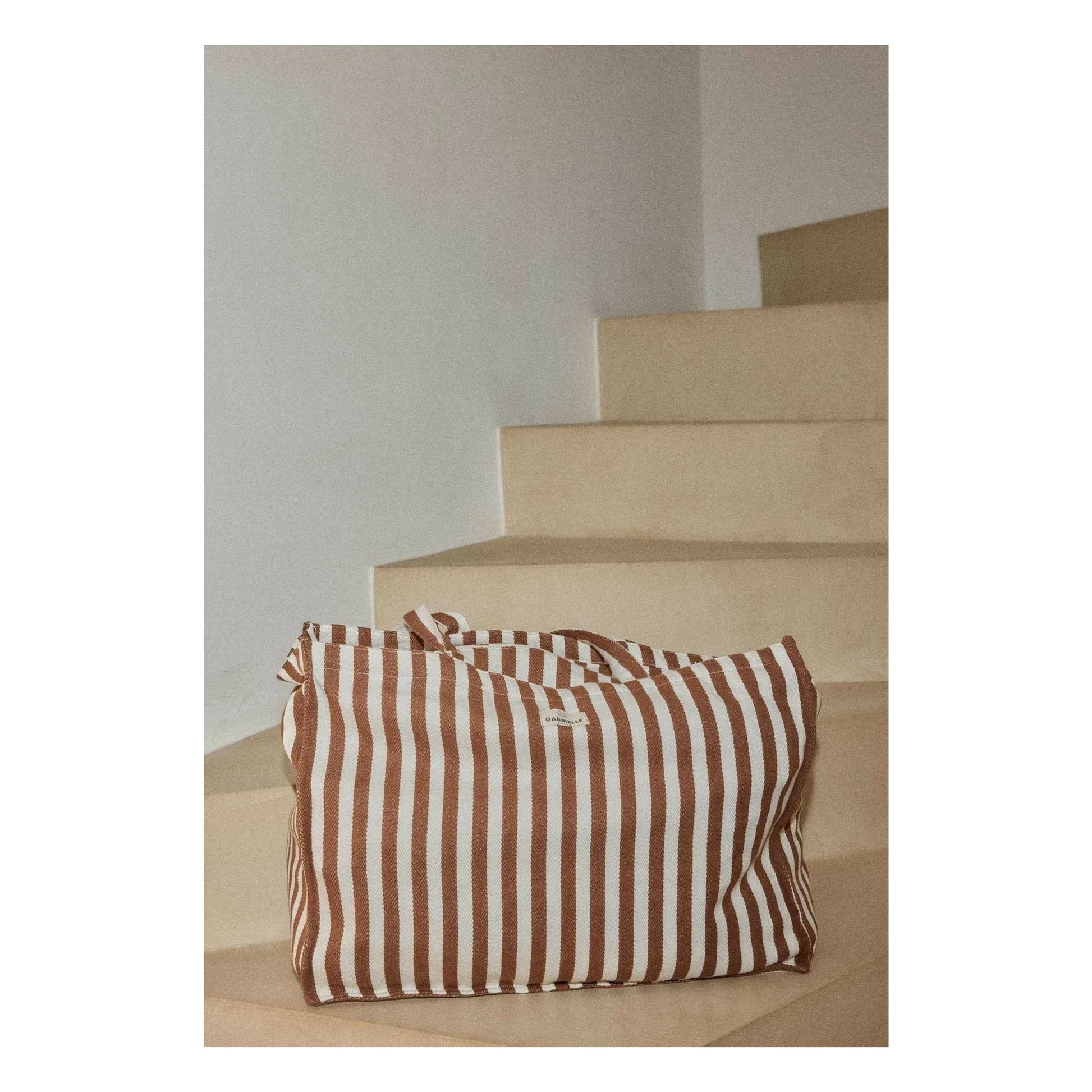 Gabrielle Paris - Striped cotton weekend bag | Mocha