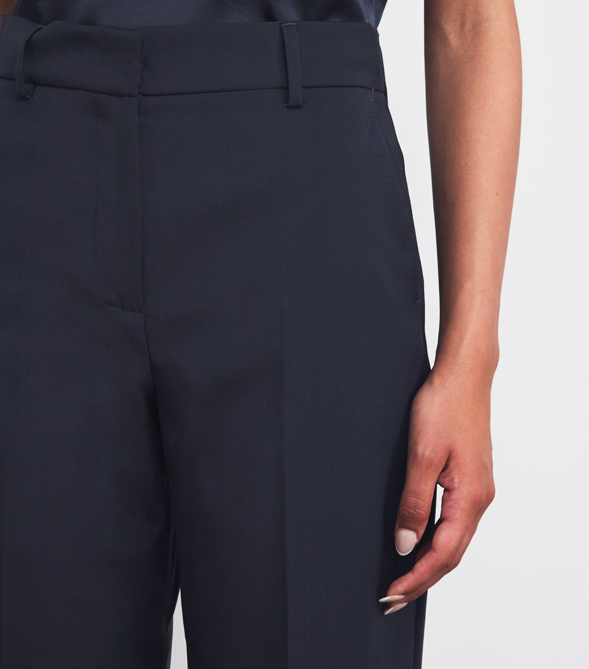 Weekend Max Mara Blue Virgin Wool Wide-Leg Trousers