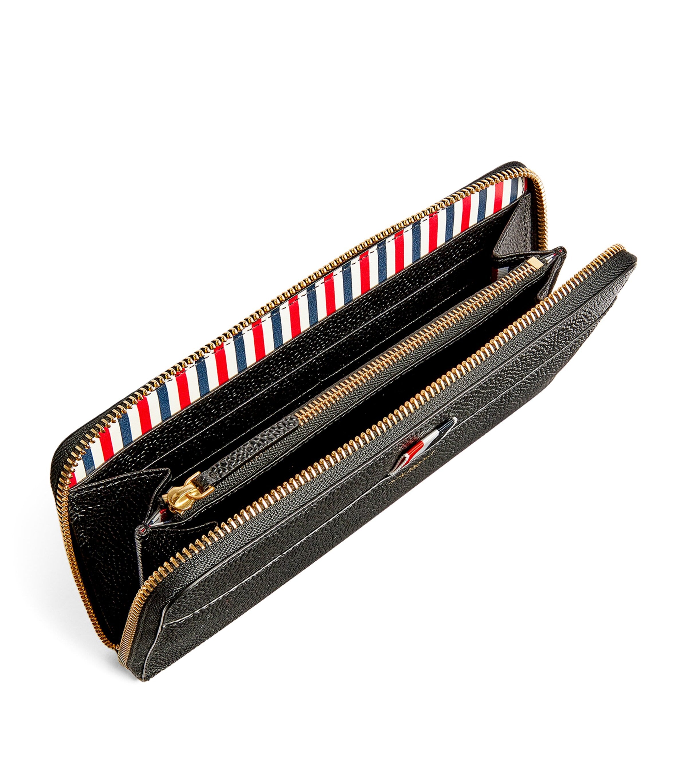 Thom Browne Black Leather Continental Zip Wallet