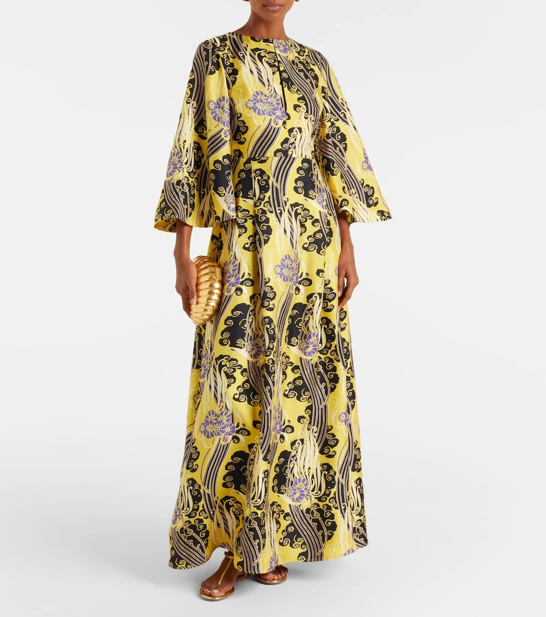 La DoubleJ - Belle cutout printed silk maxi dress
