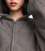 Alexander Wang Grey Stretch-Cotton Oversized Cropped Hoodie