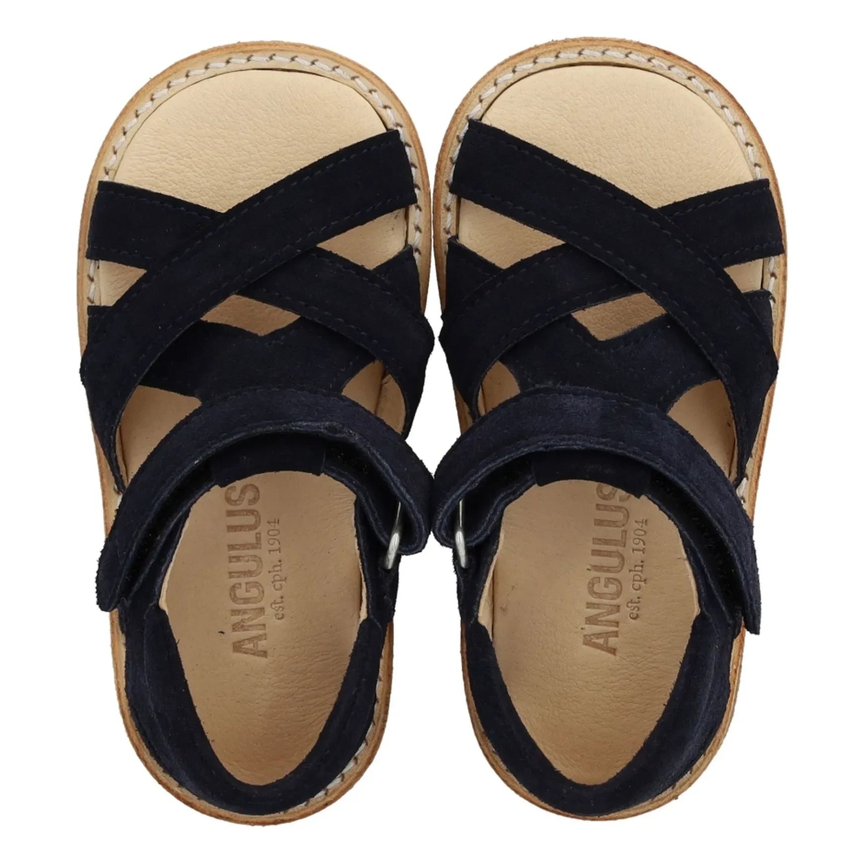 Angulus - Suede Crossover Sandals | Navy blue