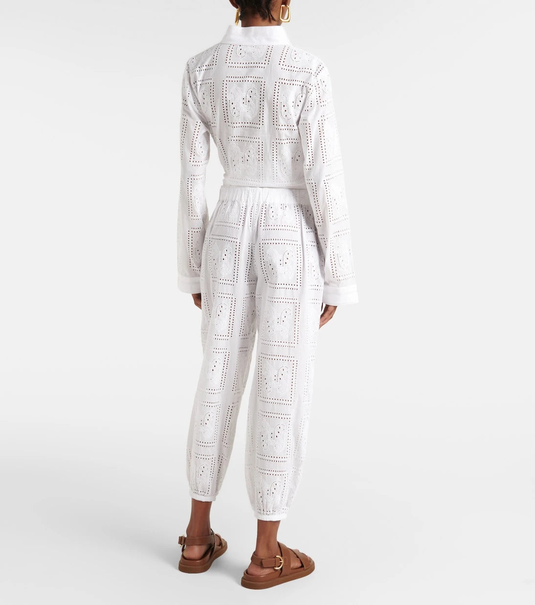 Tory Burch - بنطال قصير من القطن المطرز بنمط Broderie anglaise