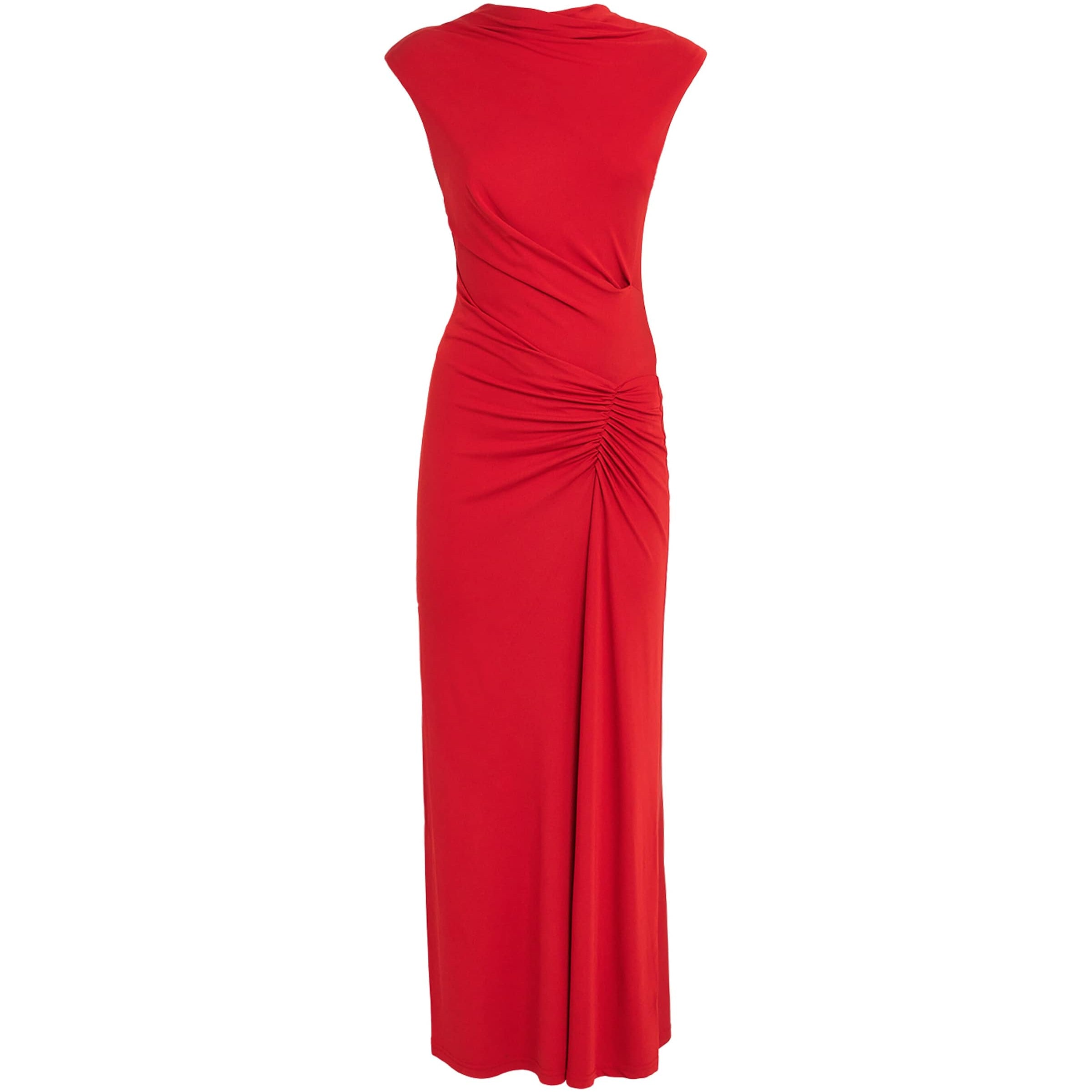 Red Ruched Acacia Midi Dress