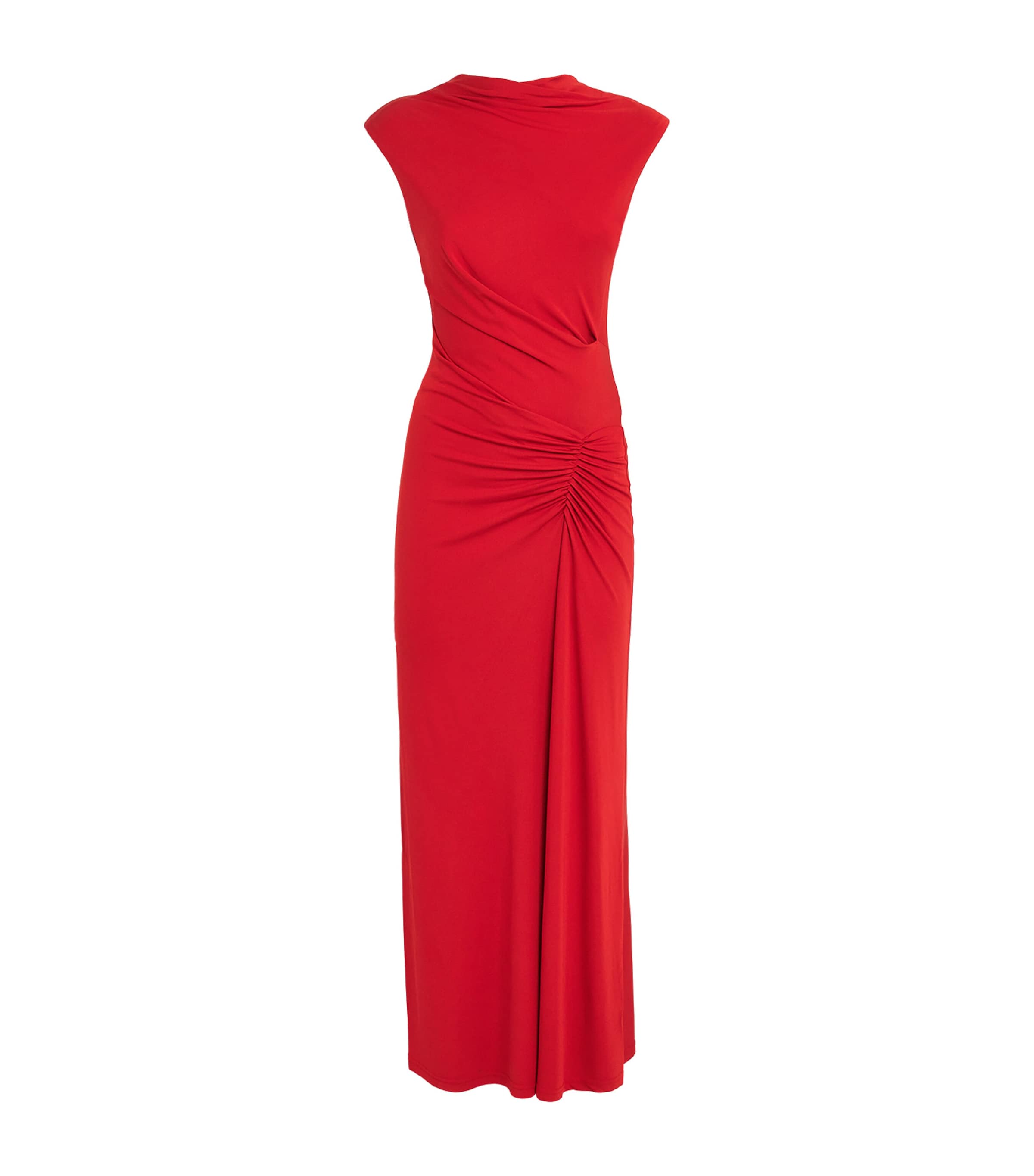 Red Ruched Acacia Midi Dress