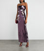 Black Sequin Floral Column Gown