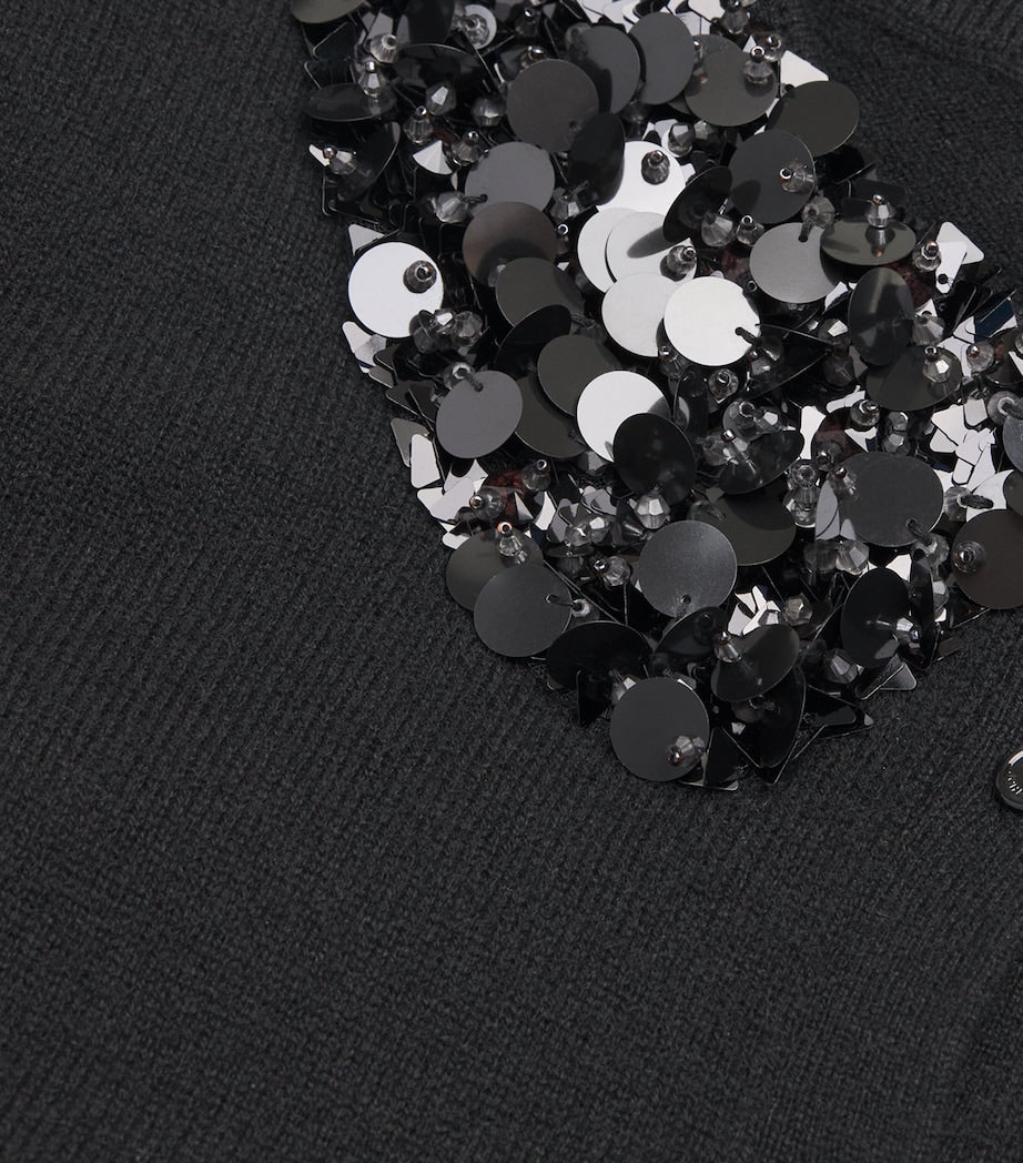 Ulla Johnson Black Cashmere Sequinned Margaux Cardigan