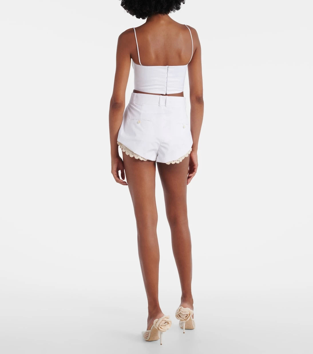 Magda Butrym - Crochet-trimmed cotton-blend shorts