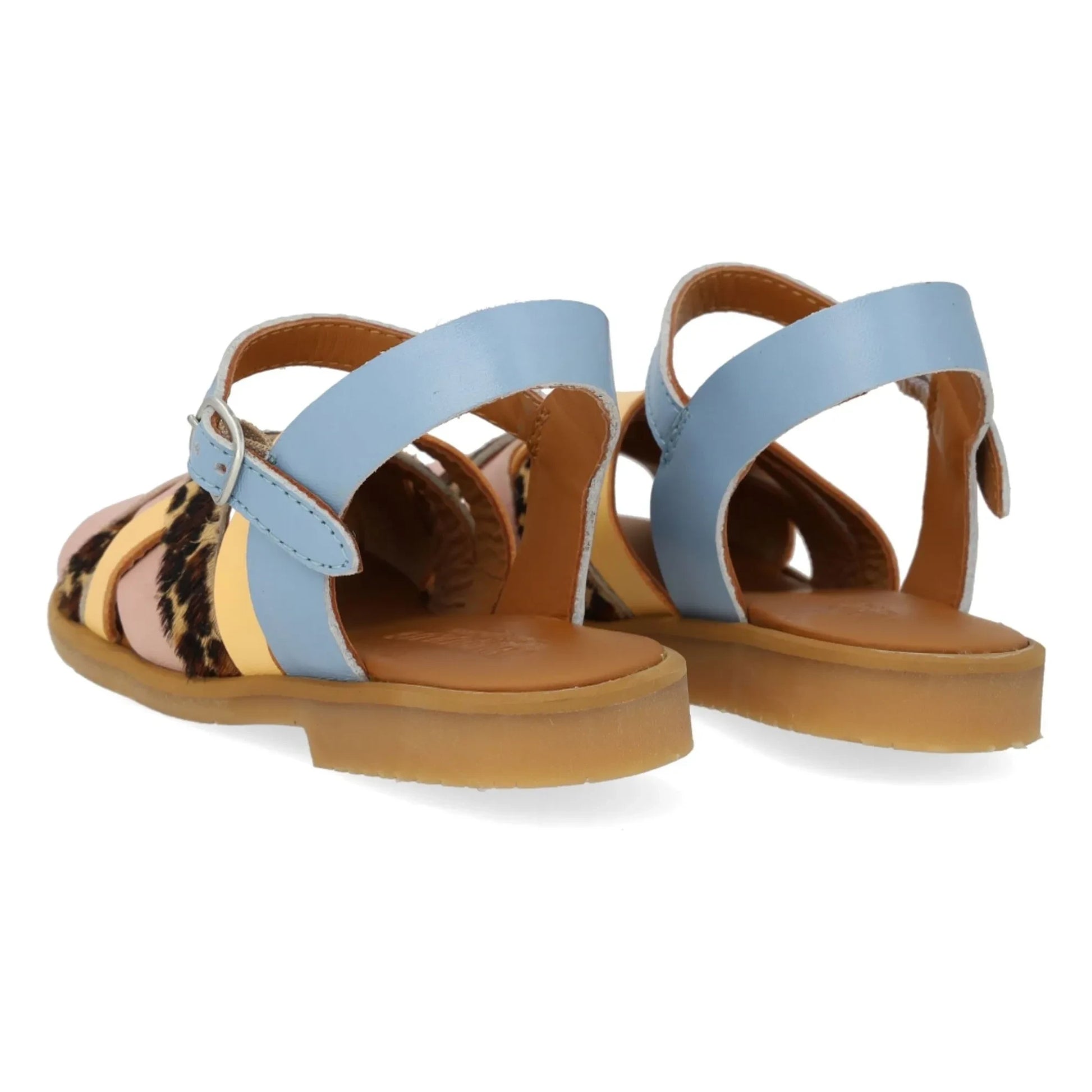 Angulus - Leopard Braided Sandals | Light blue