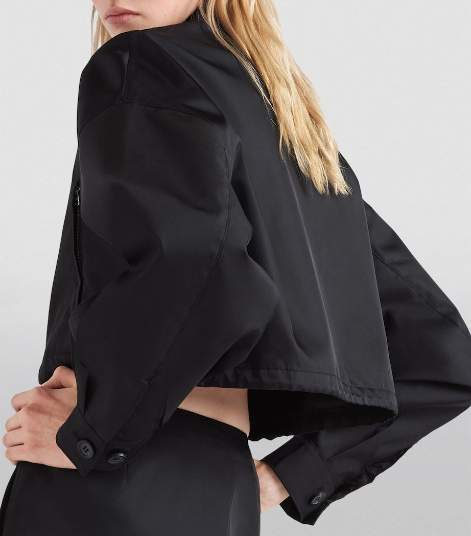 Prada Black Crop Collared Re-Nylon Jacket