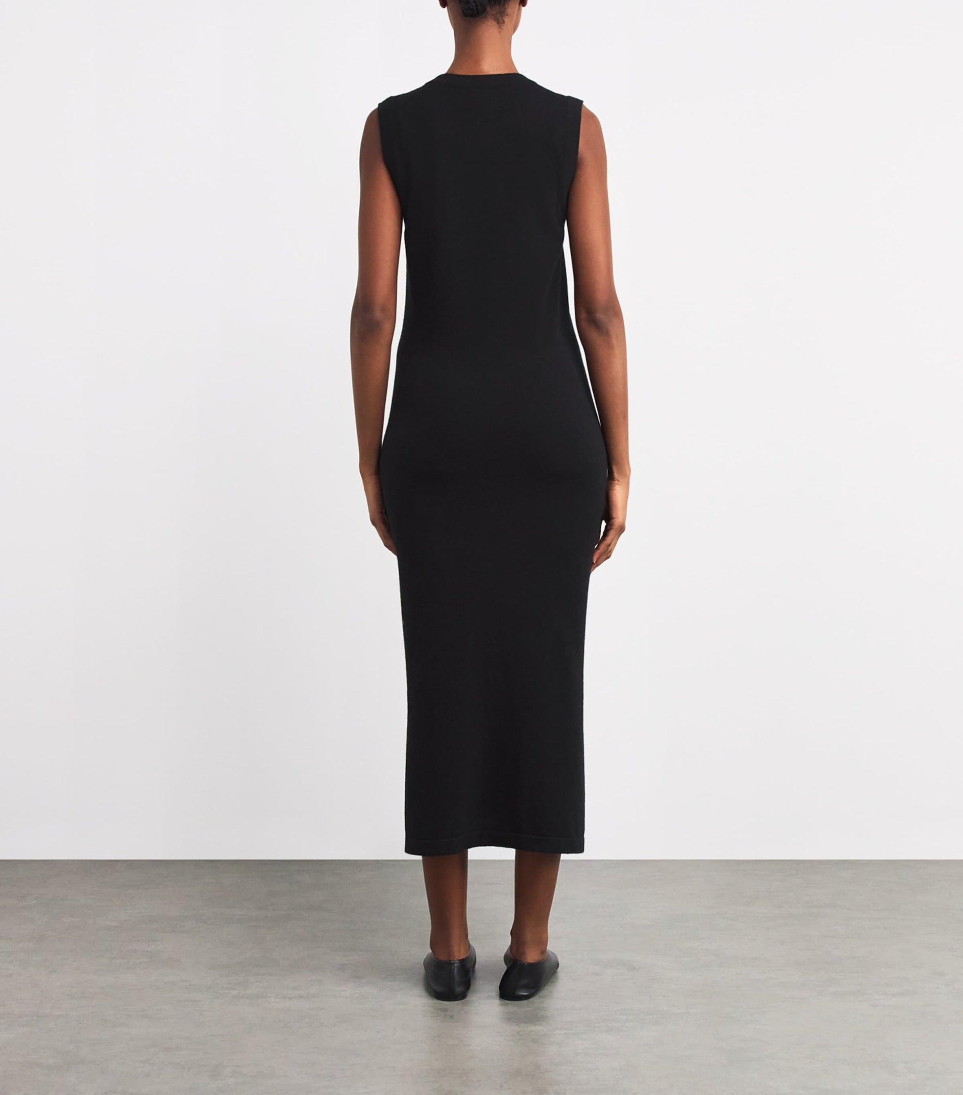 Black Cashmere Sleeveless Midi Dress