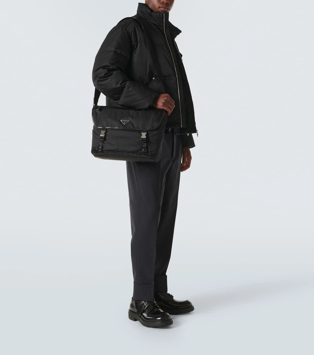 Prada - Leather-trimmed Re-Nylon messenger bag
