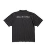 Balenciaga Black Distressed Rhinestone-Logo T-Shirt