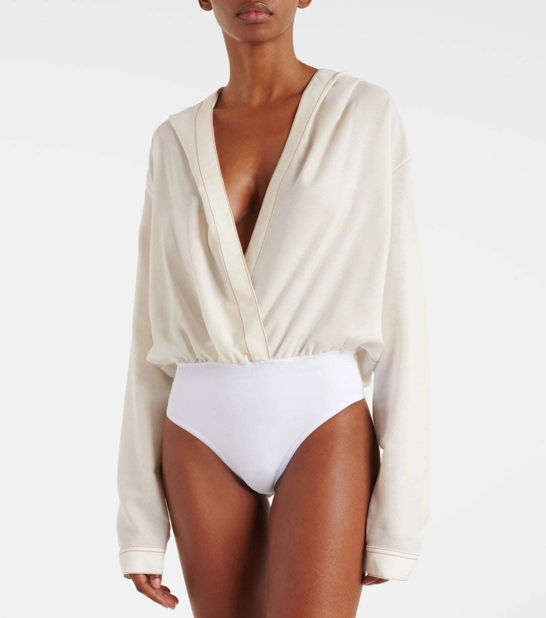 Alaïa - Hooded wool-blend bodysuit