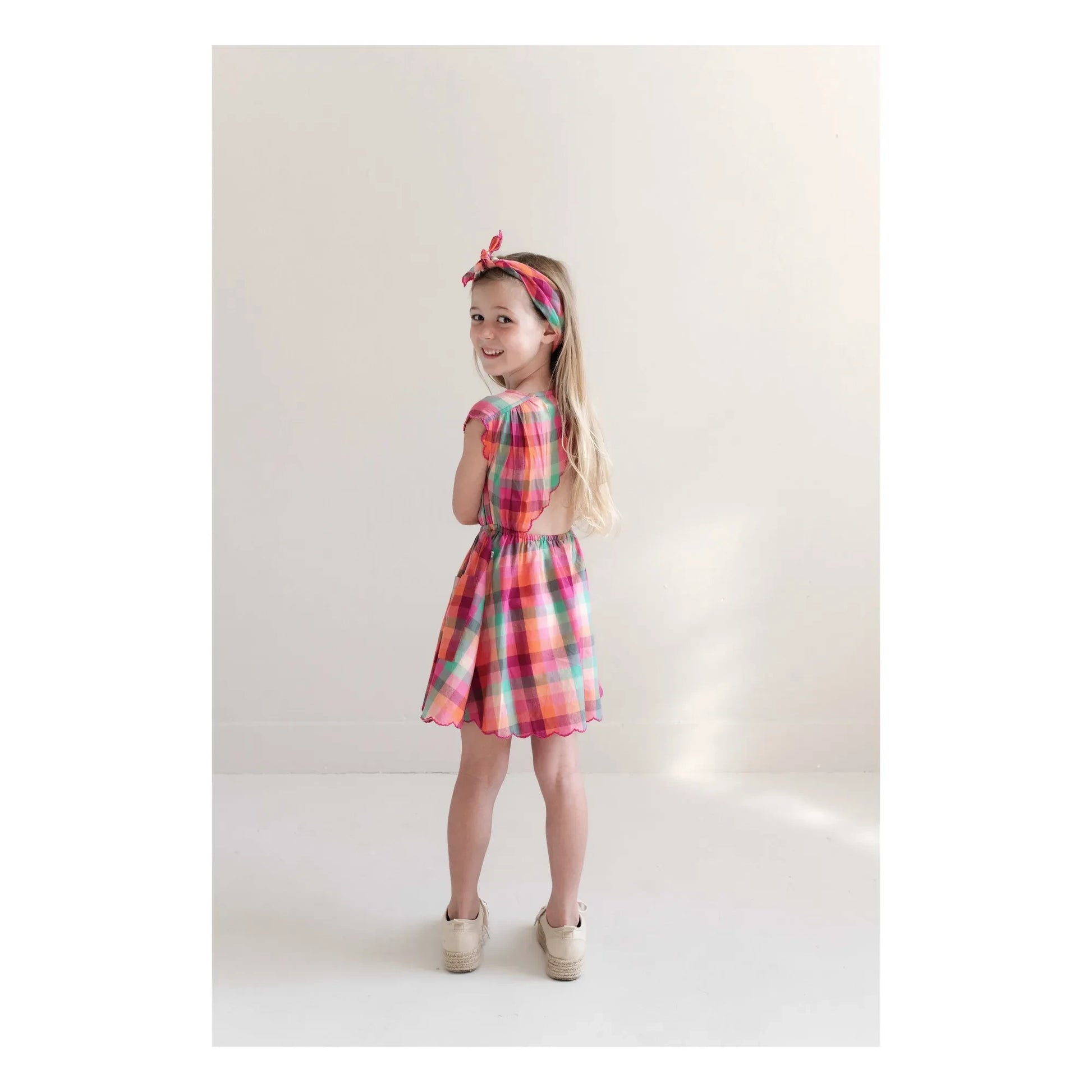Jenest - Organic Cotton Checkered Bandana | Fuchsia