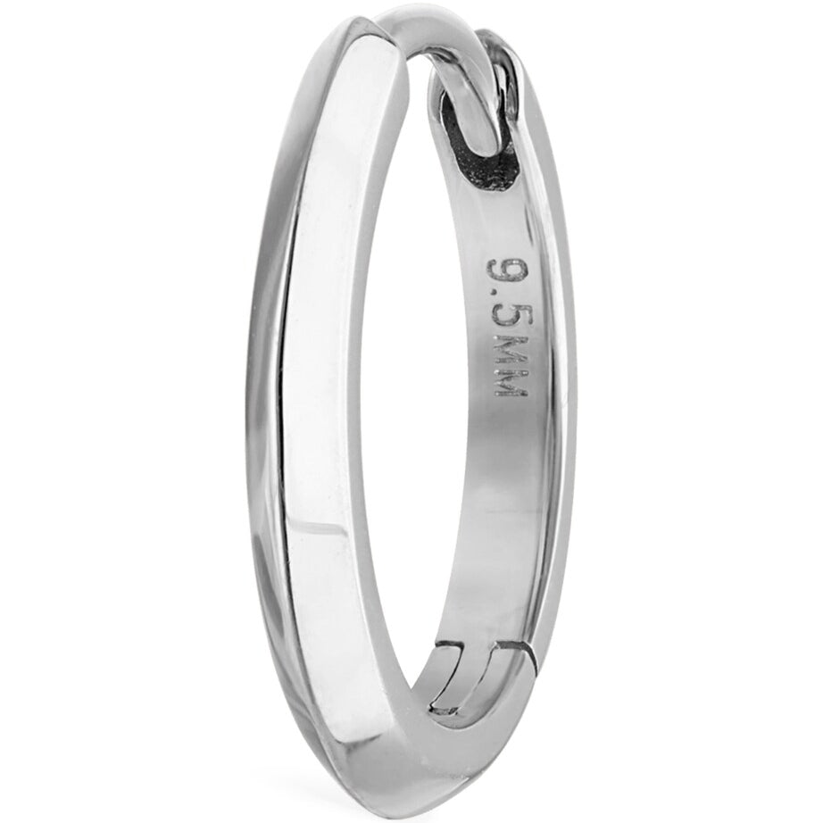 Faceted Metal Vertex Single Hoop Earring (9.5mm)