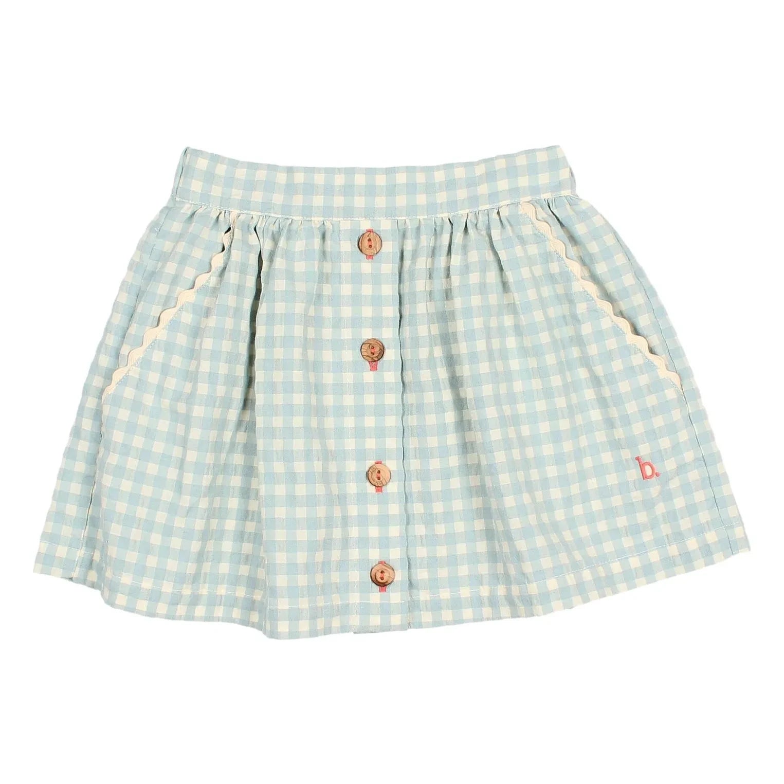 Búho - Gingham Seersucker skirt | Aqua