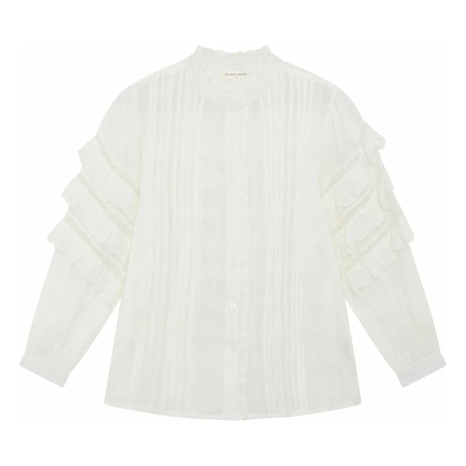 Maison Hotel - Cuban Schiffli Omara blouse | White