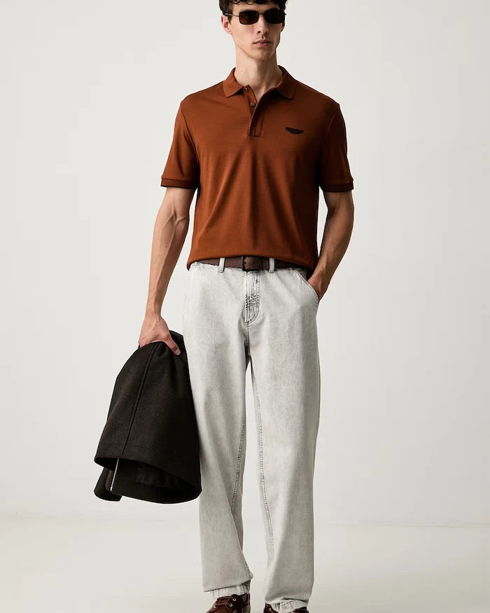BOSS Orange rahat kesim erkek Skye_Hybrid kot pantolon