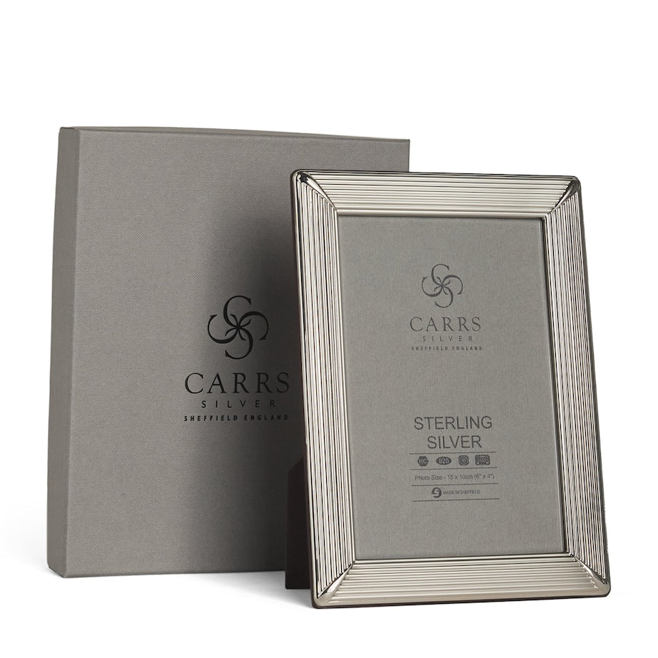 Carrs Silver Sterling Silver Fluted Photo Frame with Wood Back (7" x 5")